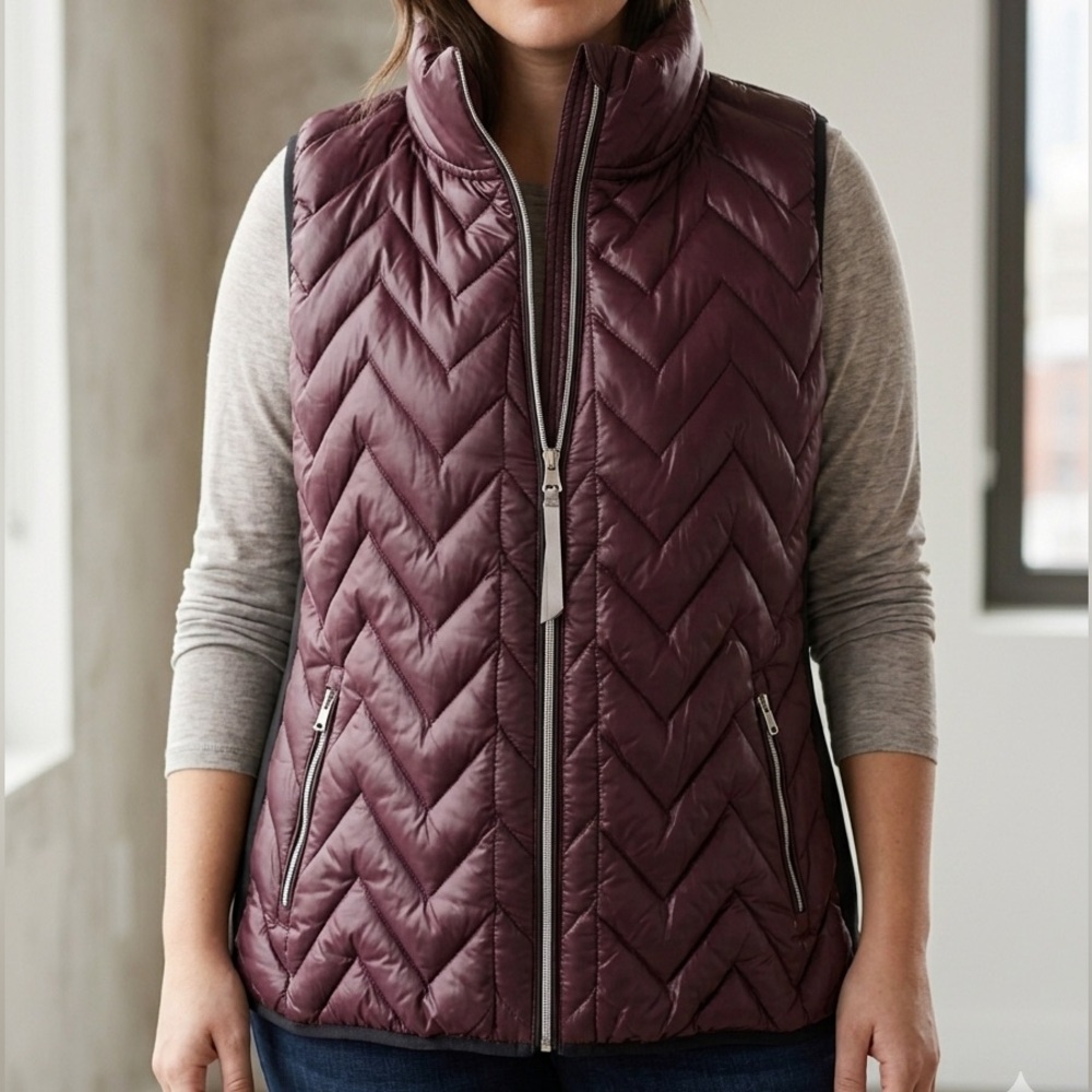 CALVIN KLEIN  Performance | Quilted Puffer Vest in Burgundy